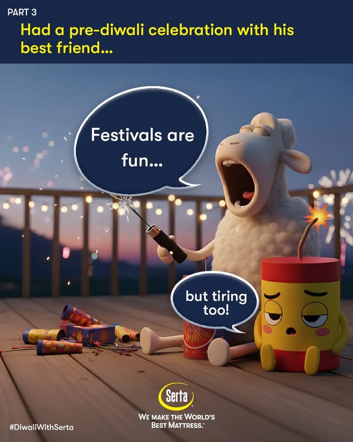 𝘿𝙞𝙬𝙖𝙡𝙞 𝘾𝙝𝙧𝙤𝙣𝙞𝙘𝙡𝙚𝙨🎆

Serta Sheep and Mr. Patakha continue the Diwali celebrations with a fun pre-Diwali bash! 🪔✨
Pre-Diwali vibes ✅
Crackers trial ✅
Festive mode: ON!

#SertaCelebrates #FestiveFeels #Sertaindia #Diwaliwithserta #Mrpatakha #SertaSheep #diwalicelebrations #Sertamattress #luxuriousmattress #luxurymattress #sertacomfort