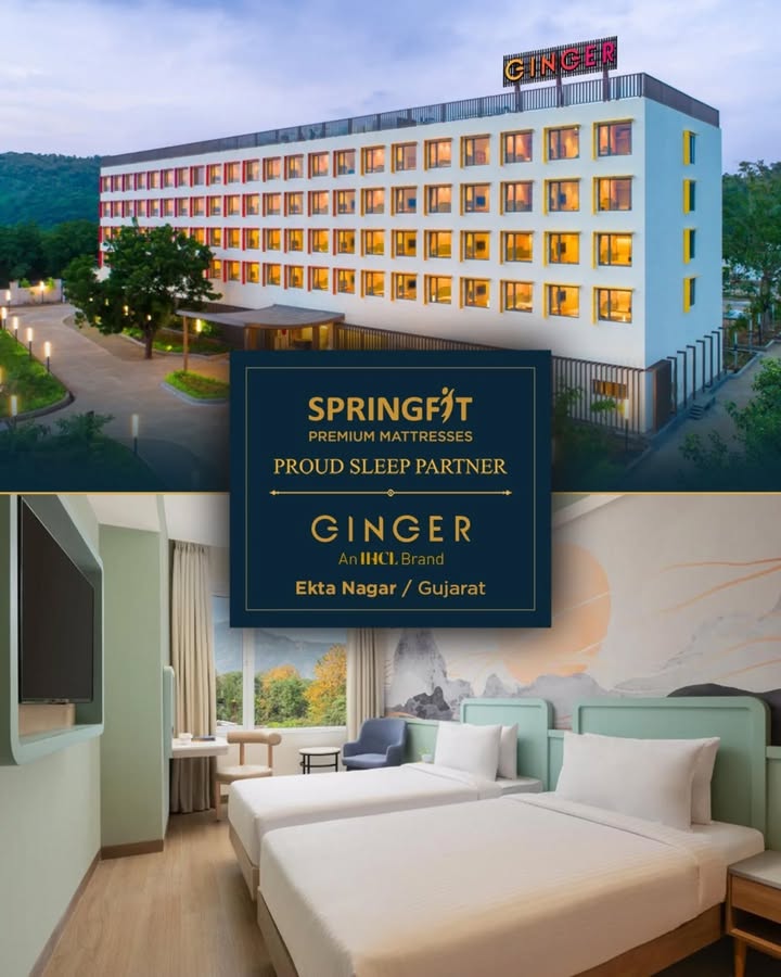 Find a home away from home at #GingerHotel, Gujarat, where springfit mattress welcomes you with comfort & warmth.

@stayatginger
#ProudSleepPartner #SpringfitMattress #HospitalityWithComfort #PremiumHospitality #Hospitality #HotelMattress #Mattress #PremiumHotel #PremiumMattress