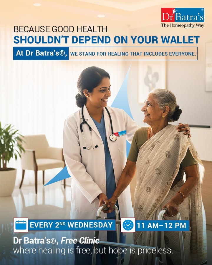 💙 Because everyone deserves a chance to heal — not just those who can afford it.
Behind every illness is a story — of quiet endurance, of strength tested, of hope waiting to return.
But sometimes, care feels distant. Not because it isn’t needed — but because it isn’t within reach.
At Dr Batra’s Free Clinic, we believe healing should never have a price tag.
Here, doors open freely, smiles come without bills, and compassion becomes the true medicine.
🌿 This isn’t charity — it’s humanity.
Because every person who walks in carries more than pain — they carry courage.
And when we choose to care, we heal more than skin and bones — we heal trust, dignity, and hope.
If you know someone who needs care but hesitates to seek it — bring them home to healing.
Together, let’s make healthcare a promise kept, not a privilege earned.
🗓 Every 2nd Wednesday | 🕚 11 AM – 12 PM
📍 Dr Batra’s Free Clinic — where healing is free, but hope is priceless.
📞 Call: +91 91671 91671
🌐 www.drbatras.com


.
.
#DrBatras #DrBatrasHealthcare #FreeClinic #AccessibleHealthcare #ExpertCareForAll #HomeopathyHealing #AbJeetoJaddSe #HolisticHealth #HealthcareWithHeart #TheHomeopathyWay