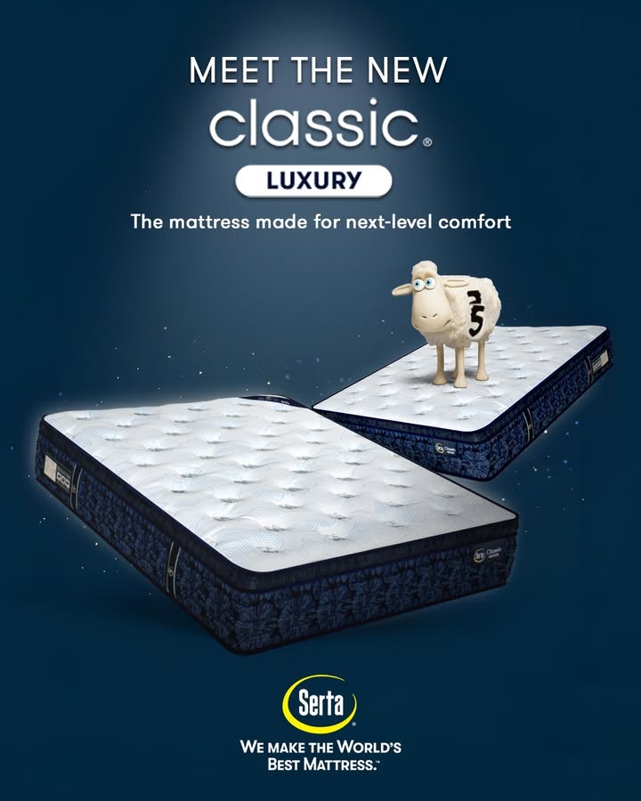 And… here it is! THE SERTA CLASSIC LUXURY. 
Ready to steal your heart and take over your bedroom.

#SertaClassicLuxury #LuxurySleep #Serta #SertaSheep #LuxuryMattress  #sertacomfort #ComfortMatters #WorldsBestMattress #mattresses #SertaIndia #NewLaunchAlert #SertaMattress #comfortfirst #PremiumMattress