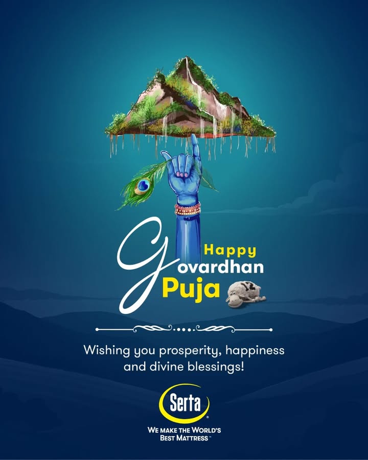 Peace. Devotion. Positivity. 🌿✨
Wishing everyone a serene Govardhan Puja 💛🦚

#GovardhanPuja #FestivalVibes #GoodEnergyOnly #IndianFestivals #FestiveSeason #TrendingNow
#sertamattress #luxurymattress #sertasleep #sertasheep