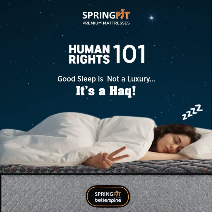 Good Sleep isn’t a luxury.
It’s a Human Right✌️😌
#HumanRightsDay #RightToRest #Springfit #neendnahiudegi #springfitmattress #sleepbetter